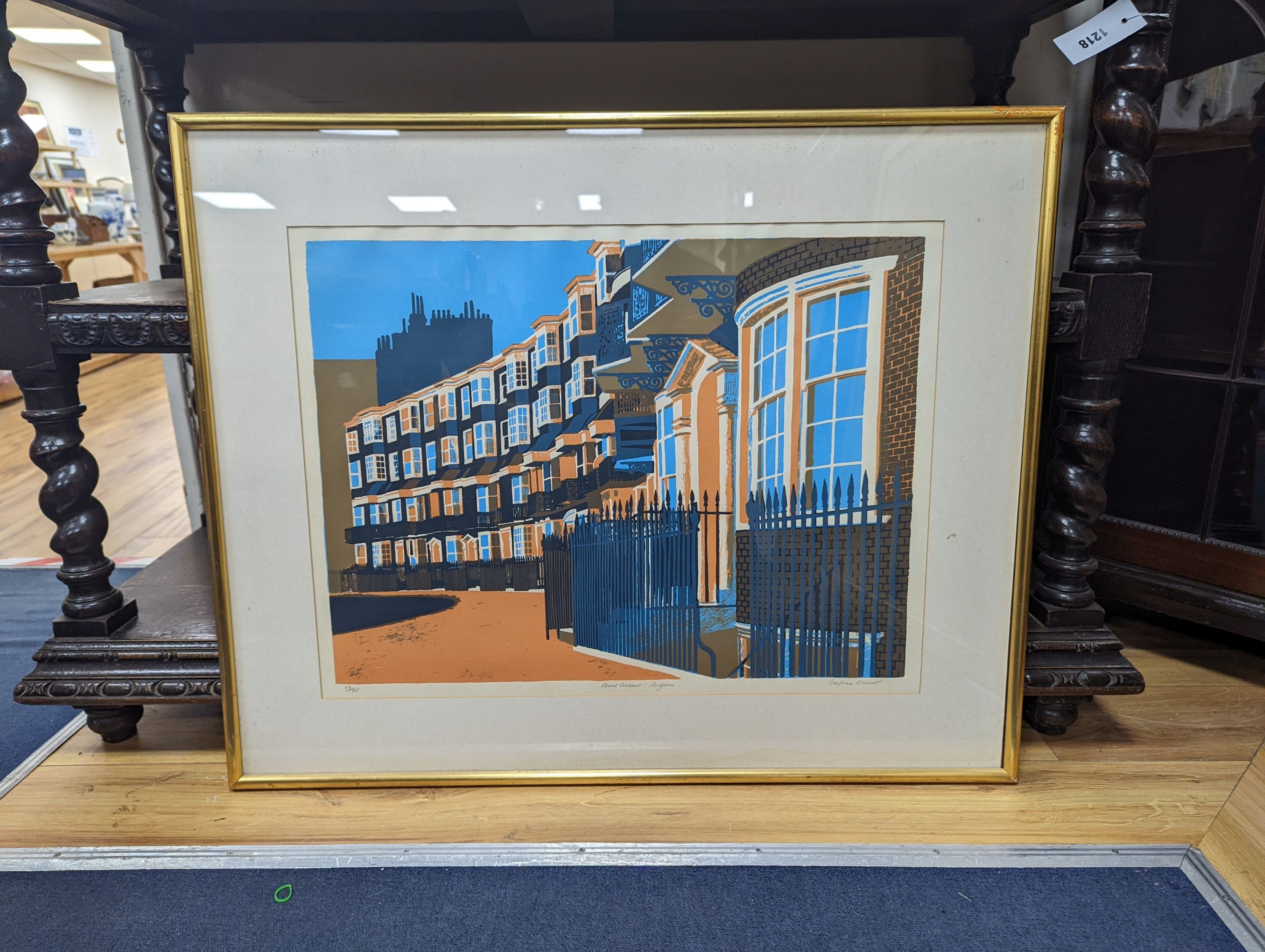 Geoffrey Elliott (1935-), screen print, Royal Crescent, Brighton, signed in pencil, 73/75, 47 x 62cm